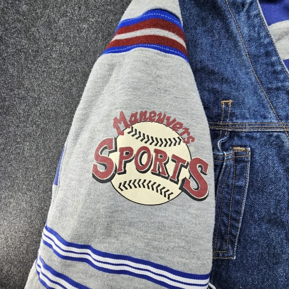 Vintage Maneuvers Sports Denim Jean‎ Faux Layered Vest Jacket Short Sleeve XL